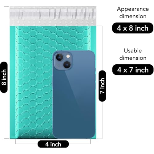 Fuxury Bubble Mailers 4x8" Teal Padded Envelopes 1000Pack - color: Teal, size: 4x8" 1000PC
