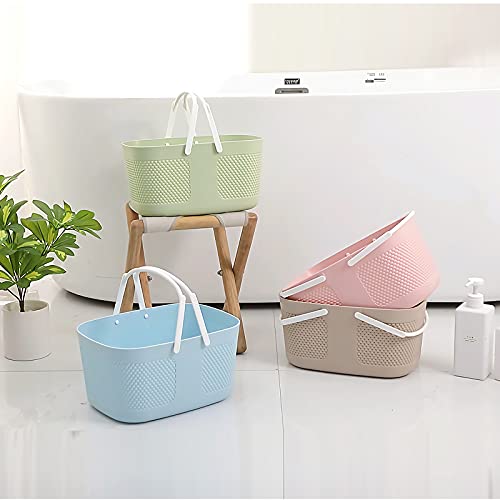 rejomiik Portable Plastic Shower Caddy Basket Organizer with Handles, Green - color: Green