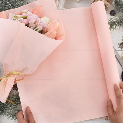 BEISHIDA Peach Pink Gift Wrapping Paper Roll, 15in X 32ft Kraft Bulletin Board Paper Gift Wrap for Christmas Mother's Day Valentine's Day Graduation, Flower Wrap - color: peachpink