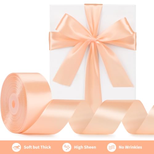 Mauproy Peach Satin Ribbon, 1-1/2 Inch, 50 Yards - color: Peach