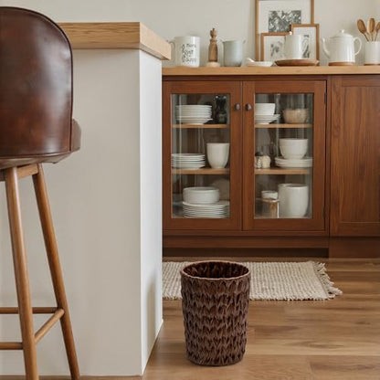 GRANNY SAYS Small Wicker Trash Can, 2 Gallon Bathroom Waste Baskets, Brown - color: Brown, size: Round - 7½"D x 9¾"H
