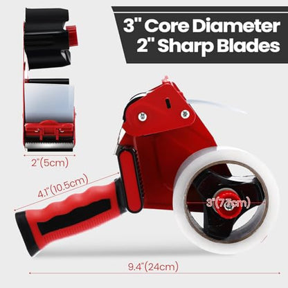 Dunzoom 2 Pack Packing Tape Dispenser Gun, 12 Rolls 2 Inch, Black and Red - color: Black and Red