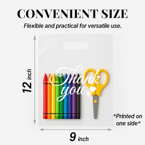 100PCS Thank You Clear Plastic Bags with Handles, 9 x 12 Inch - color: 02-Clear TY, size: 9"x12"