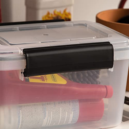 IRIS USA 6-Pack 6 Qt Storage Bins with Gasket Lids, Clear/Black - size: 7 Qt, style: 6 Pack