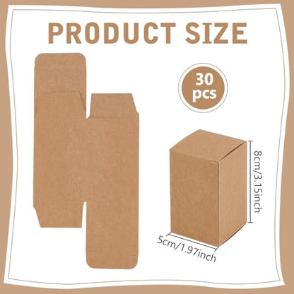 PH PandaHall 30pcs 2x2x3 inch Paper Essential Oil Packing Box, Kraft Paperboard Gift Box Small Packing Boxes Packaging Cases Gift Wrapping Boxes for Glass Dropper Bottles Diffuser Bottles, BurlyWood - color: BurlyWood