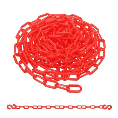 PATIKIL 13Ft Plastic Chain Barrier, Safety Link Chain with 2 S-Hooks for Crowd Control at Driveway Elevator Parking Lot, Red - color: Red