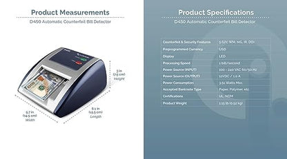 AccuBANKER D450 Counterfeit Bill Detector, 5 Point Detection - size: Compact