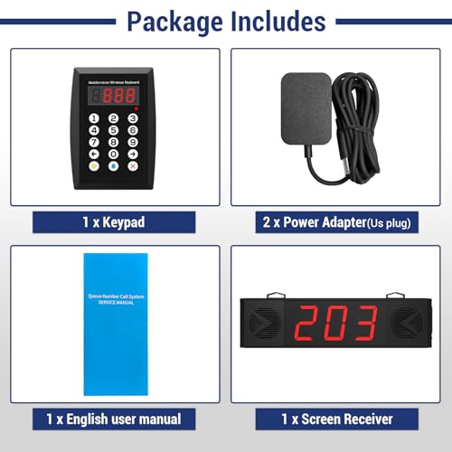 Wireless Queue Calling System with Voice Broadcast Three-Digit Screen, Remote Control Keyboard Waiting Number System for Restaurant, Cafe, Hospital, Bank, Home, Bar (Plug in to Use) - color: BLACK 3