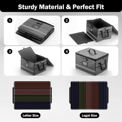 EXLIFBAG Fireproof File Organizer with Lock, 1 Layer - color: Dark gray, size: 1 Layer