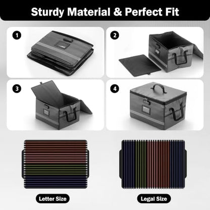 EXLIFBAG Fireproof File Organizer with Lock, 1 Layer - color: Dark gray, size: 1 Layer