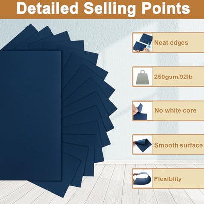 Silunkia 120 Sheets Navy Blue Cardstock 8.5 x 11 Craft Paper 92lb - color: Blue, size: 120 Sheets