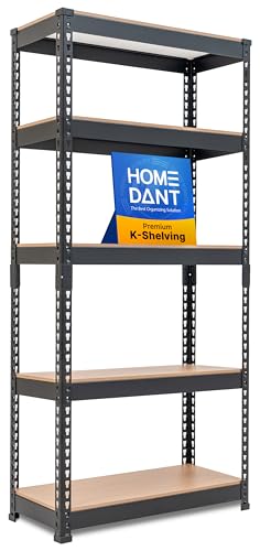 HOMEDANT Black 28" W 5 Tier Storage Shelves Garage Shelving Unit Metal - color: Black, size: 28"W x 12.3"D