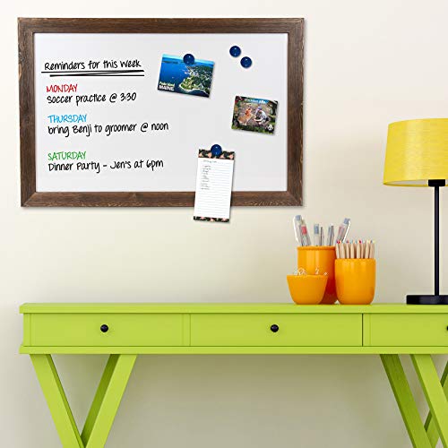 Excello Global Products Rustic Wooden Magnetic Dry Erase Whiteboard, 24"x36" - color: Brown