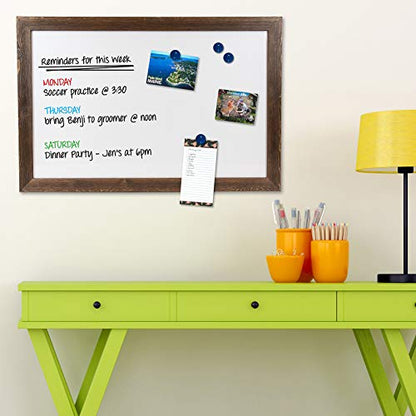 Excello Global Products Rustic Wooden Magnetic Dry Erase Whiteboard, 24"x36" - color: Brown