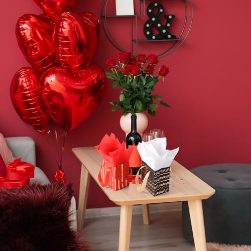 Tenare 12 Pcs Small Gift Bags Bulk,4 x 2.75 x 4.5 Inch,Red Black White - color: Red Black White, size: 4 x 2.75 x 4.5 Inch
