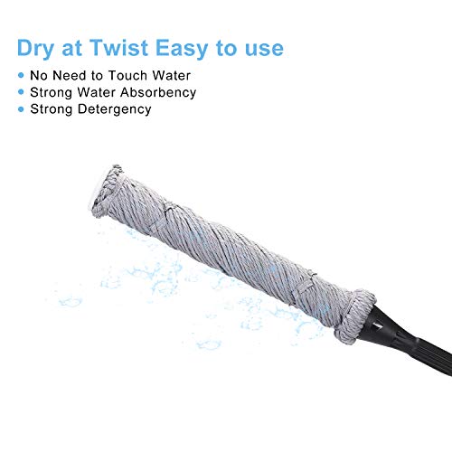 Eyliden Mop with 2 Reusable Microfiber Heads, Easy Wringing Twist Mop - color: Gray