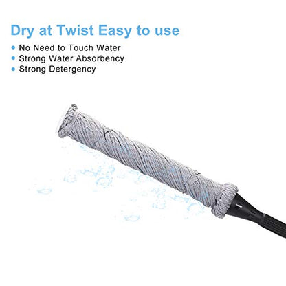 Eyliden Mop with 2 Reusable Microfiber Heads, Easy Wringing Twist Mop - color: Gray