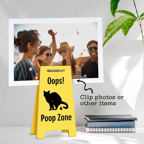 Funny Office Desk Accessories Decor Oops! Poop Zone Acrylic Humorous Cat Pet Accident Warning Do Not Disturb Mini Sign Funny Cute Gag Office Decorations Gifts for Work Women Cat Lovers - style: POOP ZONE