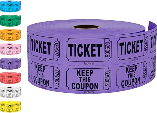 Tacticai 1000 Raffle Tickets, 50/50 Double Roll, Purple - color: A - Double Roll - 1,000 Tickets - Keep - Purple