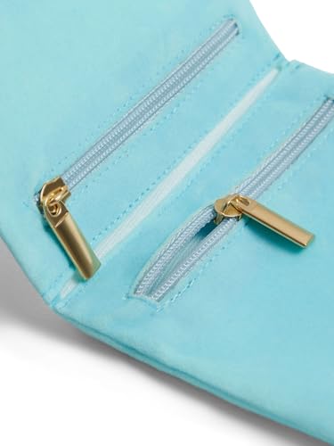 3Pcs Small Jewelry Bags Velvet Zipper Jewelry Organizer Jewelry Rolls Small Bags for Jewelry Gift Bags Jewelry Pouch with Snap Button for Bracelet Rings Necklace Earring for Travel,4"x4",Blue