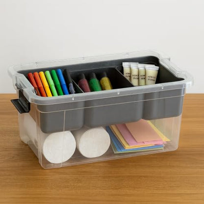 Superio Small Storage Container Organizing Bin with Removable Tray Plastic Tools, Sewing, Crafts Box, 3.5 Qt. - size: Mini 3.4 Qt. Deep