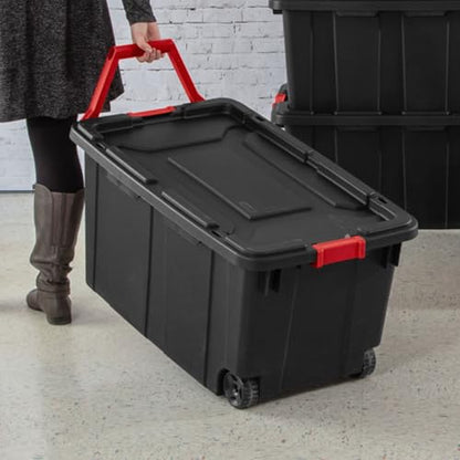 Sterilite Industrial Storage Tote w/Wheels for Garage, 40 Gallon, 4-Pack