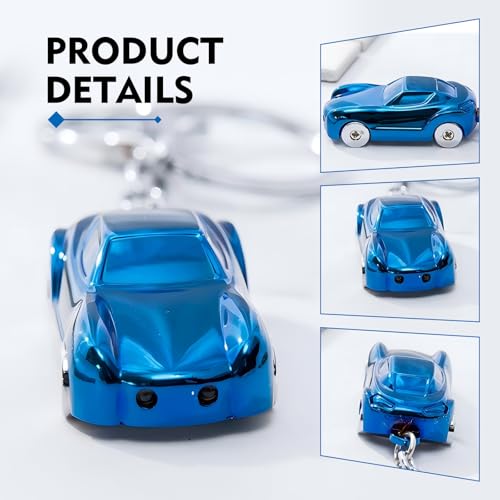WZP 2PCS Car Keychain, Creative Car Key Holder with Metal Ring, Flashlight Keychain with 2 LED Lights, 2 in 1 Key Chains for Men Women Kids (Black & Blue)
