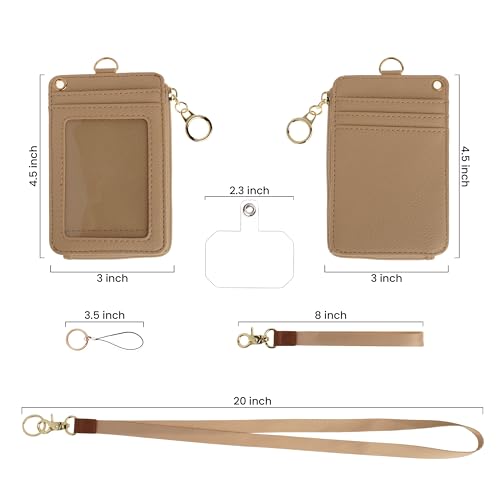 MONDO DESIGNS 2-in-1 ID Badge Holder Lanyard Wallet - Taupe - color: Taupe