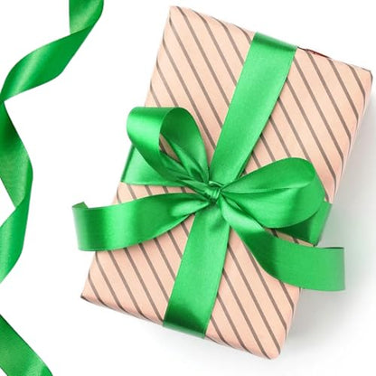 Green Satin Ribbon 1 Inch x 100 Yards - color: Green