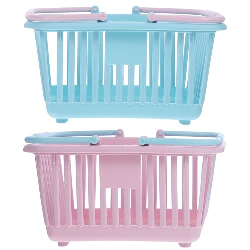 Cabilock Handheld Shopping Basket Plastic Storage Basket for Toys Home Sundries and Fruit Portable Grocery 6.29 X 5.11 X 3.14 in 2 Pack