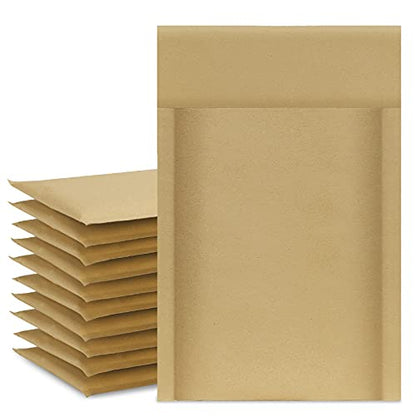 UCGOU Natural Kraft Bubble Mailers 4x8" 100 Pack Brown Usable Size 4x7" - size: 4x8" 100PC