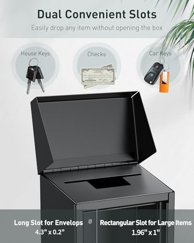 Uniclife Cash Box with Combination Lock, Wall Mounted Mailbox for Outside - color: Black, size: Combo Lock