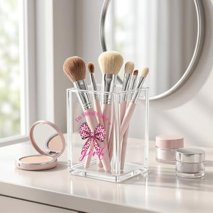 Pink Leopard Print Acrylic Pen Holder I'm Literally Just A Girl Sign - color: Pink