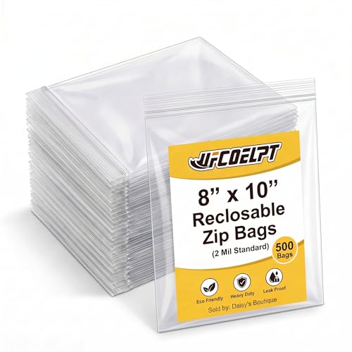 8x10 Half Gallon Resealable Zip Bags, 500 Count - size: 8×10inch/500pcs