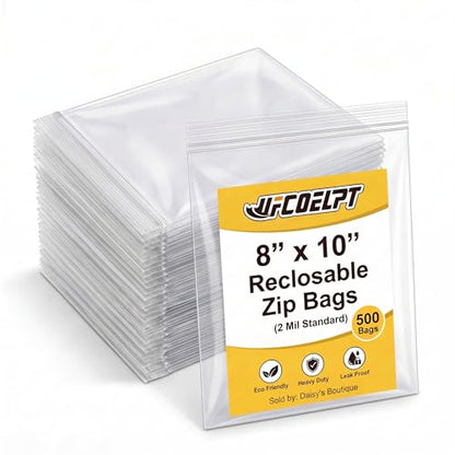 8x10 Half Gallon Resealable Zip Bags, 500 Count - size: 8×10inch/500pcs