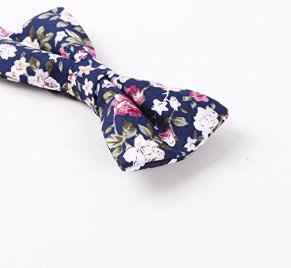 LEVAO Men's Cotton Floral Printing Bow Tie - color: Cb056