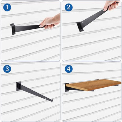 Slatwall Shelf Brackets Metal - 12” Slat Wall Shelf Brackets with Lip Slatwall Accessories 12pcs (12)