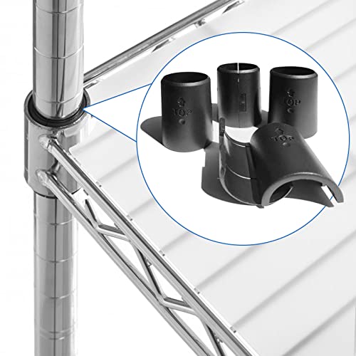 Wire Shelf Clips - 28 Pack Plastic Metal Shelf Clips, 1 Inch Wire Shelf Clips for 1" Post, Black Wire Shelving Clips- Shelving Sleeves Replacements for Wire Shelving System (14 Pairs)