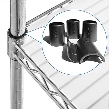 Wire Shelf Clips - 28 Pack Plastic Metal Shelf Clips, 1 Inch Wire Shelf Clips for 1" Post, Black Wire Shelving Clips- Shelving Sleeves Replacements for Wire Shelving System (14 Pairs)
