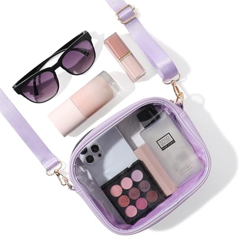 TOBVZOO Clear Bag Stadium Approved, Crossbody Transparent Bag for Concerts Sports Events, Purses for Men & Women - color: Purple