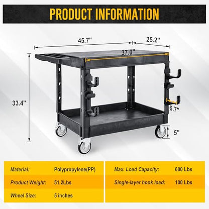 LDHTHOPI Utility Cart, Heavy Duty Flat with Full Swivel Wheels - color: Black