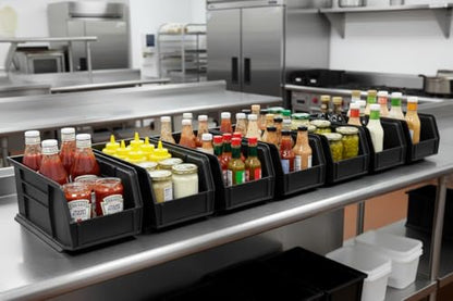 HE HUDSON EXCHANGE 11" x 5.5" x 5" (12 Pack) Plastic Stackable Storage Bin, Black - color: Black, size: 12 Pack