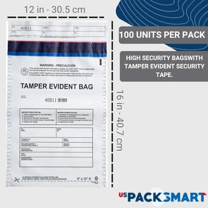 12”x16" Opaque Plastic Deposit Bags with Security Tape Tamper Evident - Secure Bank Deposits, Cash Handling, & Currency Transport | Self-Sealing Tape with Hidden Graphics | 100-Pack - color: Opaque, size: 12"x16"