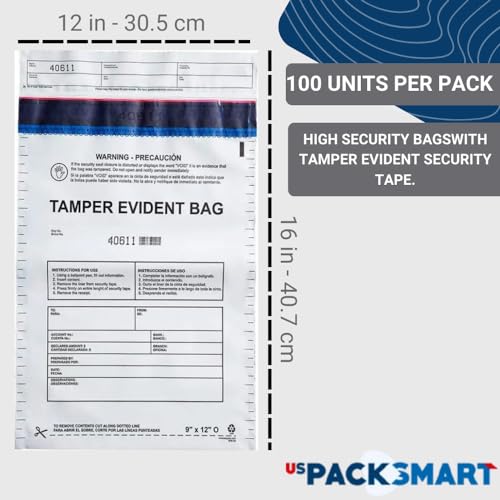 12"x16" Clear Plastic Deposit Bags with Security Tape Tamper Evident - Secure Bank Deposits, Cash Handling, & Currency Transport | Self-Sealing Tape with Hidden Graphics | 100-Pack - color: Clear, size: 12"x16"
