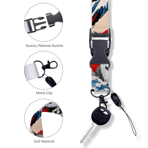 Funny Japanese Cat ID Badge Holder with Lanyard Retractable Badge Reel - color: Multicolor 1607