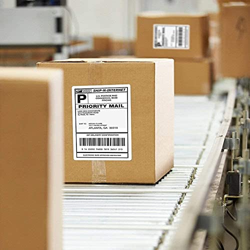 FungLam 4" x 6" Direct Thermal Shipping Labels - Pack of 500 Fanfold Labels - White Perforated, Permanent-Adhesive, Compatible Zebra & Rollo Thermal Label Printer - size: 4" x 6" - 500 Labels