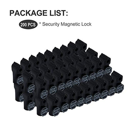 200Pcs Black Peg Hook Security Stop Lock 6mm for 4.5-5.9mm Pegboard - color: Black