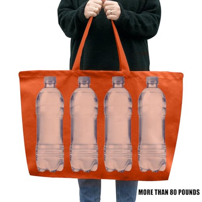 Large Canvas Tote Bag Reusable Extra Big Grocery Bags - color: Orange