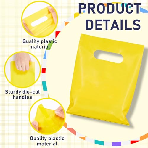 Maitys Yellow 300 Pcs Small Plastic Bags with Handles 5x7 for Business - color: Yellow