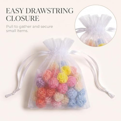 50Pcs White Mini Sheer Organza Gift Bags, 2x3 Breathable Storage Bag with Drawstring, Mesh Bags for Wedding Favor Party Pouch, for Party, Jewelry, Christmas, Festival, Bathroom Soaps,Wrapping Supplie
